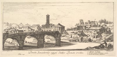 Szenátori híd, mai nevén Ponte Rotto (Broken Bridge), 1748 körül (metszet) alkotó: Israël Silvestre