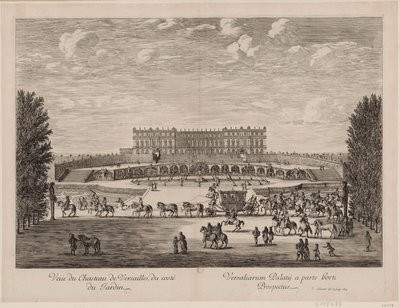 Kilátás a Versailles-i palotára a kertből alkotó: Israël Silvestre
