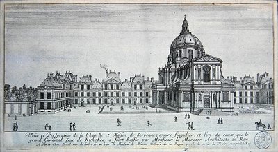 A kápolna és a Sorbonne-ház látképe (metszet) alkotó: Israel the Younger Silvestre