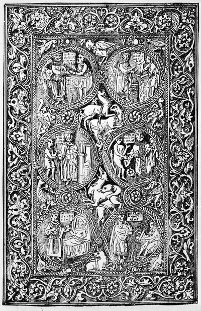 Melisende Zsoltár királynő elefántcsont hátsó borítójának másolata, amelyet a The Crusades: the story of the Latin Kingdom of Jerusalem by T.A. reprodukál. Íjász, 1894 alkotó: Israeli School
