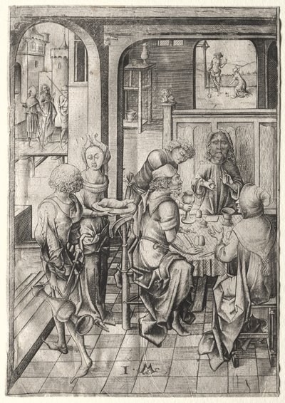 A szenvedély: Vacsora Emmausban alkotó: Israhel van Meckenem