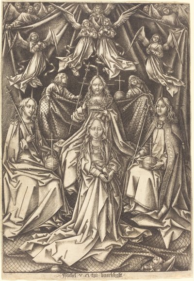 A Szűz koronázása, c. 14901500. alkotó: Israhel van Meckenem
