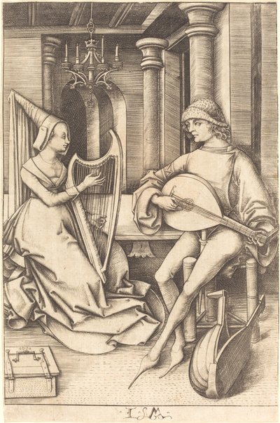 A lantos és a hárfás c. 14951503. alkotó: Israhel van Meckenem