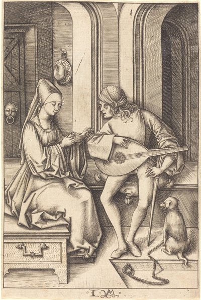A lantos és az énekes c. 14951503. alkotó: Israhel van Meckenem