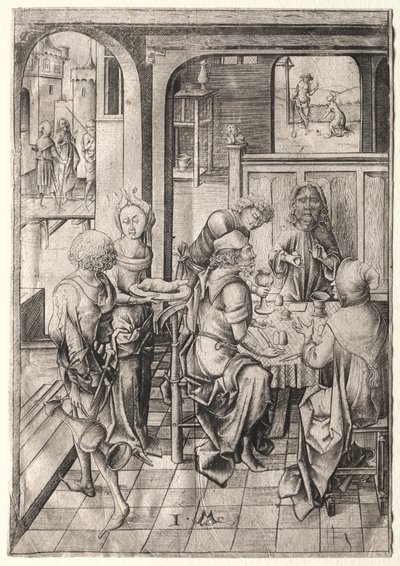 A szenvedély: Vacsora Emmausban alkotó: Israhel van Meckenem