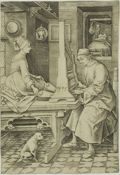 Az orgonista és felesége alkotó: Israhel van Meckenem the younger
