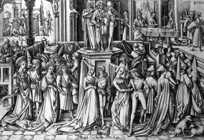 Tánc Heródes udvarában, 1500 körül (metszet) alkotó: Israhel van the younger Meckenem