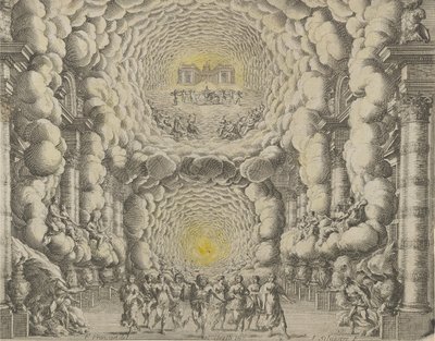 Giacomo Torelli da Fano 1654-es „Les Noces de...” című balettjéhez készített színházi díszlet terve alkotó: Israël Silvestre