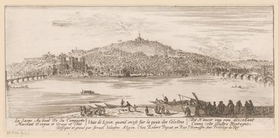 Kilátás Lyonra a Celestine-kolostor partjáról Veue de Lyon quand on est sur les quais des Celestins (cím a tárgyon) alkotó: Israël Silvestre
