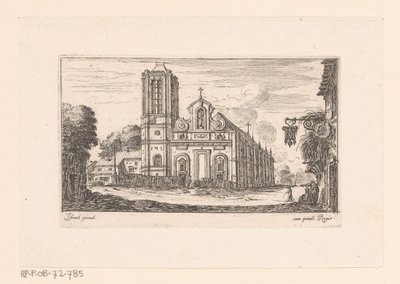 Kilátás a Notre-Dame-des-Vertusra Notre Dame des Vertus (cím a tárgyon) Különféle kilátások a templomokról, kastélyokról és városokról (sorozat címe) alkotó: Israël Silvestre
