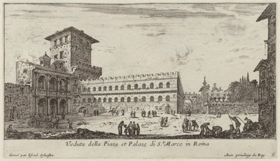 Kilátás a Piazza térre és a Palazzo di Sanra. Marco Rómában alkotó: Israël Silvestre