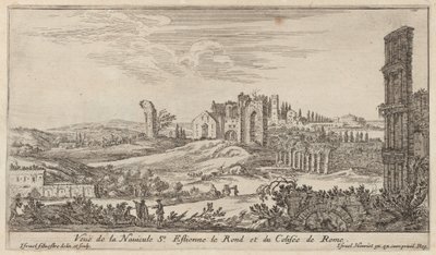 Kilátás a Navicule St. Estienne le Rondra és a Colosseumra Rómában alkotó: Israël Silvestre