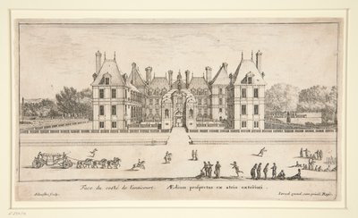 Kilátás a Chateau Liencourtról: Az előudvar alkotó: Israël Silvestre