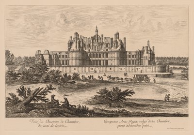 Kilátás a Château de Chambordra, a bejárat felől alkotó: Israël Silvestre