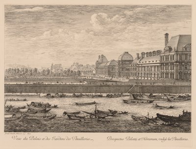 Kilátás a Tuileries-palotára és a kertekre, a rakpart oldaláról, 1670. alkotó: Israël Silvestre