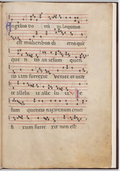 2. levél antifonális töredékből alkotó: Italian 13th Century