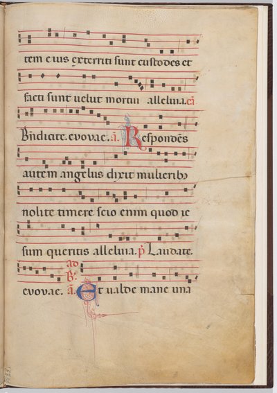 4. levél antifonális töredékből alkotó: Italian 13th Century