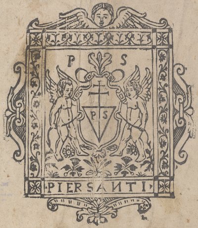 Két putti pajzs felirattal Pier Santi alkotó: Italian 16th Century