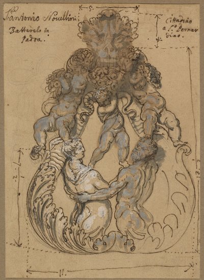 Ajtókopogtató Tritonnal, Nereiddel és Puttival alkotó: Italian 17th or 18th Century