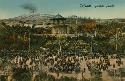 Bellini Garden, Catania, Szicília. 1913-ban feladott képeslap. alkotó: Italian Photographer