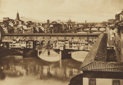 Firenze / Firenze: Kilátás a Lungarnóra a hidakkal, Vecchio, S Trinita, Carraia és di Ferro alle Cascine (f / w fotó) alkotó: Italian Photographer