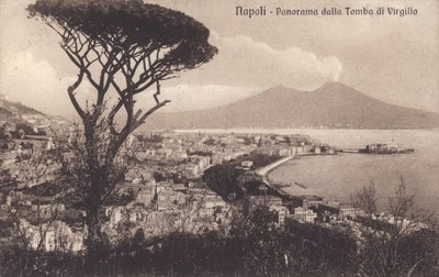 Nápoly - Nápoly, panoráma Vergilius sírjáról (fekete-fehér fotó) alkotó: Italian Photographer