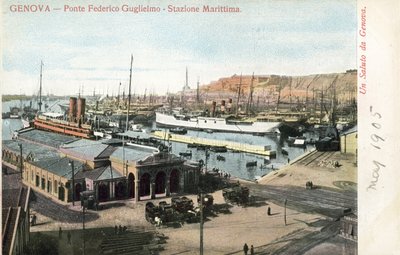 Ponte Federico Guglielmo és kompvégállomás, Genova alkotó: Italian Photographer