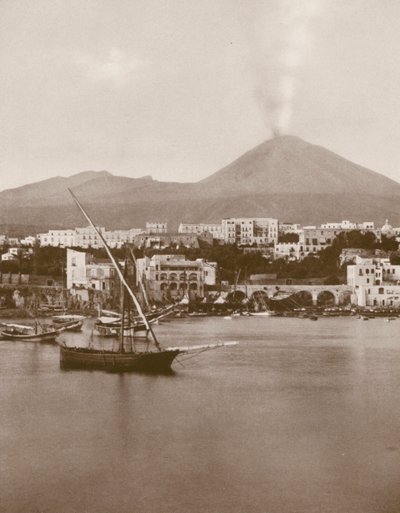 Torre Del Greco, panoráma és a Vezúv (fekete-fehér fotó) alkotó: Italian Photographer