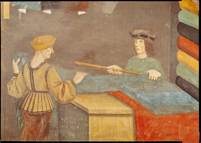 Egy ruhakereskedő mérőruha (freskó) alkotó: Italian School