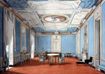 Egy neoklasszikus neopolita Palazzo Interior, 1830 körül (guache és akvarell papíron) alkotó: Italian School