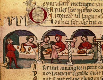 Vacsora egy fogadóban, a Codex Entree dEspagne-tól alkotó: Italian School