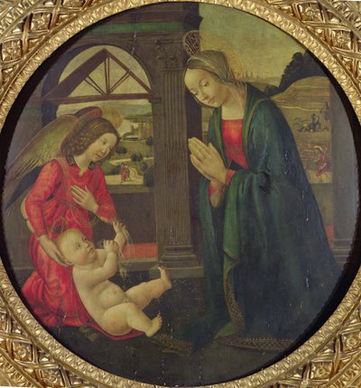 A gyermek imádása (olaj a panelen) alkotó: Italian School