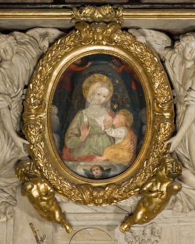 Szent Eusebius oltár, Békés Szűzanya freskó 15. század, 1622-ben angyalokkal beillesztve a keretbe alkotó: Italian School