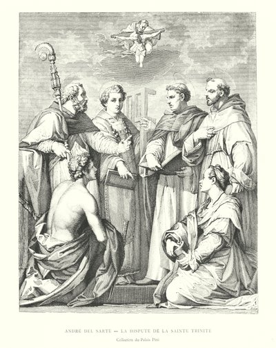 Andre del Sarte, A Szentháromság vitája, Pitti-palota gyűjtemény (metszet) alkotó: Italian School