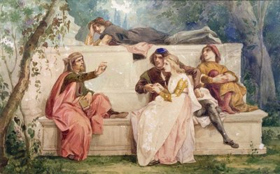 Ariosto és Tiziano (akvarell, papír) alkotó: Italian School