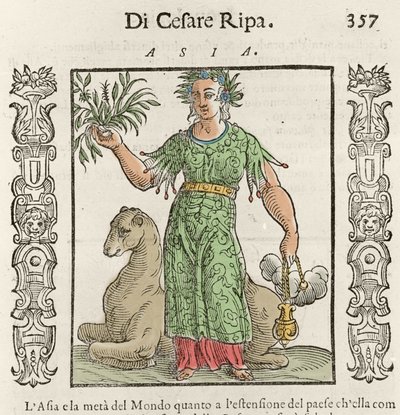 Ázsiai allegória tevével. Metszet Cesare Ripa „” Iconologia”-ból (1550, 1622 körül) alkotó: Italian School