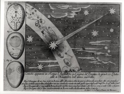 Az üstökös asztrológiai diagramja, amely a Szűz idején jelent meg Rómában, és 1680 novemberéig látható volt alkotó: Italian School