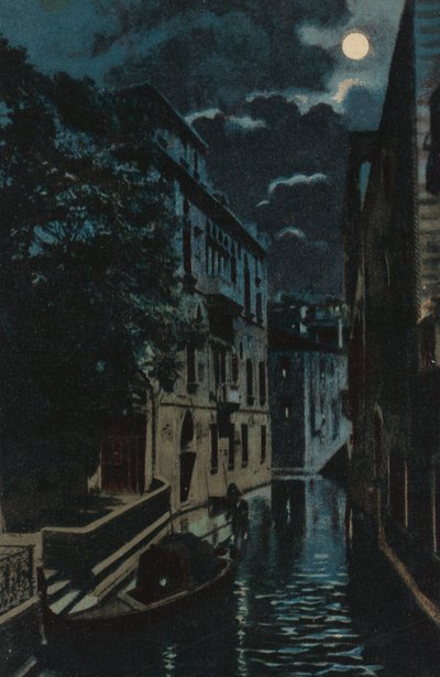 Hátsó csatorna, Velence (színes litográfia) alkotó: Italian School