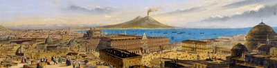 Madártávlatból a királyi palota és a Piazza Plebiscito Nápolyban, Olaszországban alkotó: Italian School