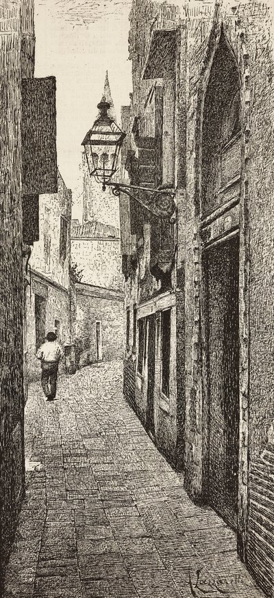 Carlo Goldoni háza Velencében, Olaszországban, metszet A Lazzaretti rajzából, L