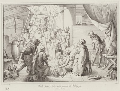 Carlo Zeno megsebesült a chioggia-i háborúban alkotó: Italian School