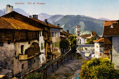 Cavalese, Val di Fiemme, képeslap, Trentino-Alto Adige, Olaszország, 20. század alkotó: Italian School