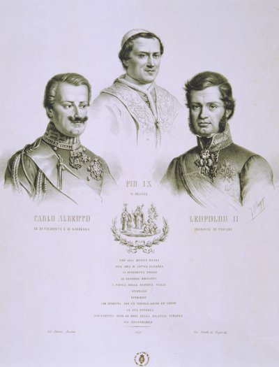 Károly Albert, IX. Pius és II. Lipót, 1848 alkotó: Italian School