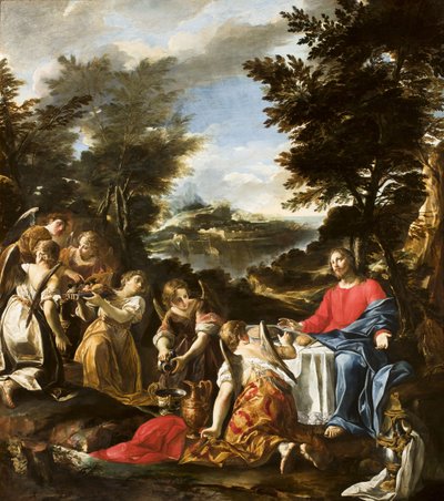 Angyalok által szolgált Krisztus, 1650-1700 körül alkotó: Italian School