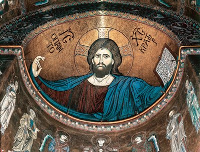 Krisztus pantokrátor vagy Krisztus a dicsőségben, Monreale katedrálisának apszisát díszíti, Szicília, Olaszország alkotó: Italian School