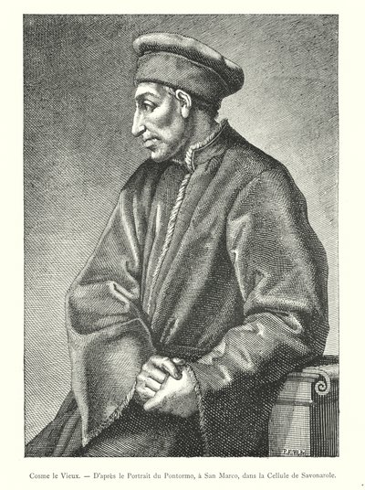 Idősebb Cosimo, Pontormo portréja után, San Marcóban, Savonarola cellájában (metszet) alkotó: Italian School