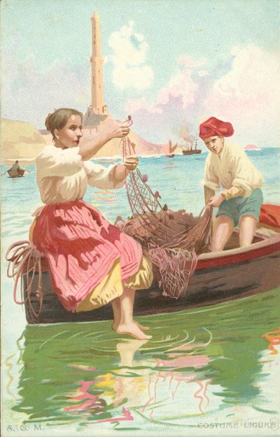Costume Ligure (kromolito) alkotó: Italian School