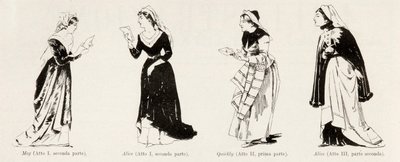 Jelmezek Verdi Falstaff című operájából, a LIllustrazione Italiana, XX, N. 8, 1893. február 19. alkotó: Italian School