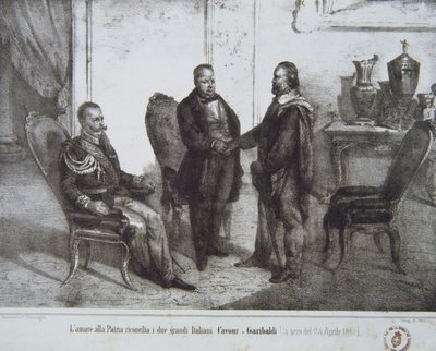 Zsinat Garibaldi és Cavour között 1861. április 24-én alkotó: Italian School