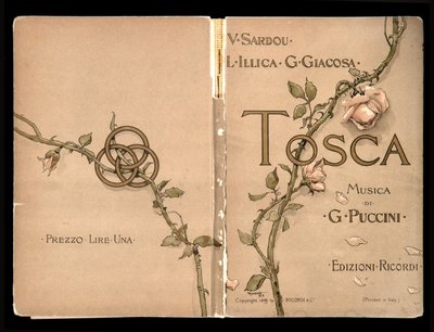 Borító, Libretto della Tosca, Giacomo Puccini, Ricordi Edition, Olaszország alkotó: Italian School